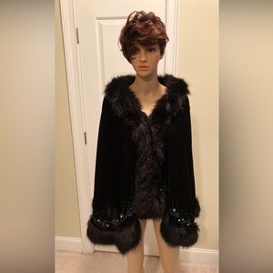 NEW Fur Shawl Wraps and snaps Evening Party Black